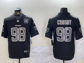 Men\'s Las Vegas Raiders #98 Maxx Crosby Black 65TH Patch Limited Fashion Vapor Jersey