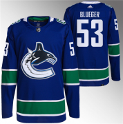 Wholesale Cheap Men's Vancouver Canucks #53 Teddy Blueger Blue Retro Stitched Jersey