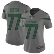 Wholesale Cheap Nike Jets #77 Mekhi Becton Gray Women's Stitched NFL Limited Inverted Legend Jersey