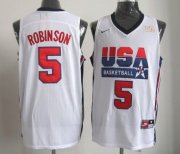 Wholesale Cheap 1992 Olympics Team USA #5 David Robinson White Swingman Jersey