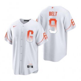 Wholesale Cheap Men\'s San Francisco Giants #9 Brandon Belt White 2021 City Connect MLB Cool Base Nike Jersey