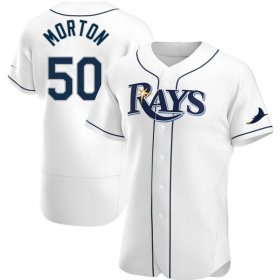 Wholesale Cheap Men\'s Tampa Bay Rays #50 Charlie Morton White Home Nike Jersey