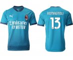 Wholesale Cheap Men 2020-2021 club AC milan away aaa version 13 blue Soccer Jerseys