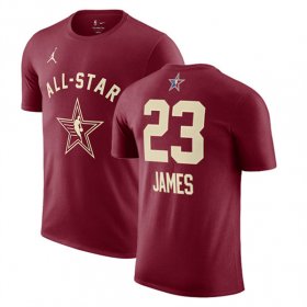 Cheap Men\'s 2024 All-Star #23 LeBron James Crimson T-Shirt