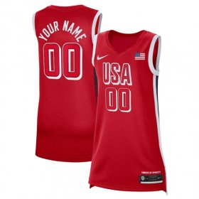 Cheap Women\'s USA Basketball ACTIVE PLAYER Custom Red 2024 Swingman Stitched Jersey