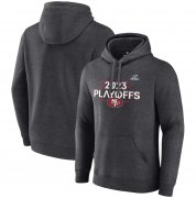 Cheap Men's San Francisco 49ers Heather Charcoal 2023 Playoffs Fleece Pullover Hoodie