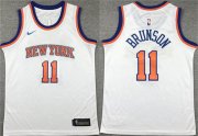 Cheap Youth New Yok Knicks #11 Jalen Brunson White Association Edition Stitched Swingman Jersey