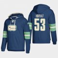 Wholesale Cheap Vancouver Canucks #53 Bo Horvat Blue adidas Lace-Up Pullover Hoodie