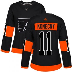 Wholesale Cheap Adidas Flyers #11 Travis Konecny Black Alternate Authentic Women\'s Stitched NHL Jersey