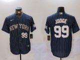 Men's New York Yankees #99 Aaron Judge Navy Pinstripe Fashion Cool Base Jerseys