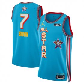 Cheap Men\'s 2025 All-Star #7 Jaylen Brown Light Blue Stitched Basketball Jersey