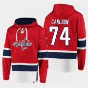 Wholesale Cheap Men's Washington Capitals #74 John Carlson Red All Stitched Sweatshirt Hoodie