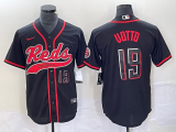 Wholesale Cheap Men's Cincinnati Reds #19 Joey Votto Number Black 2023 City Connect Cool Base Stitched Jersey