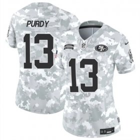 Cheap Women\'s San Francisco 49ers #13 Brock Purdy 2024 F.U.S.E Arctic Camo Salute To Service Limited Stitched Jersey(Run Small)