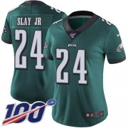 Wholesale Cheap Nike Eagles #24 Darius Slay Jr Green Team Color Women's Stitched NFL 100th Season Vapor Untouchable Limited Jersey