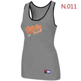 Wholesale Cheap Women\'s Nike Baltimore Orioles Tri-Blend Racerback Stretch Tank Top Light Grey