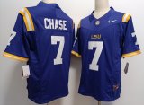 Cheap Men's LSU Tigers #7 JaMarr Chase Purple FUSE College Stitched Jersey