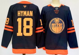 Cheap Men\'s Edmonton Oilers #18 Zach Hyman Navy 2024-25 Stitched Jersey