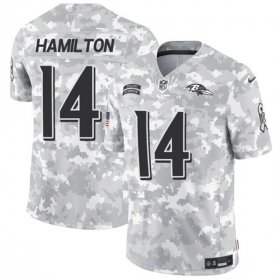 Cheap Men\'s Baltimore Ravens #14 Kyle Hamilton 2024 F.U.S.E. Arctic Camo Salute to Service Limited Football Stitched Jersey