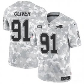 Cheap Men\'s Buffalo Bills #91 Ed Oliver 2024 F.U.S.E. Arctic Camo Salute to Service Limited Football Stitched Jersey