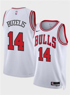 Men\'s Chicago Bulls #14 Matas Buzelis White 2024 Draft Association Edition Stitched Basketball Jersey