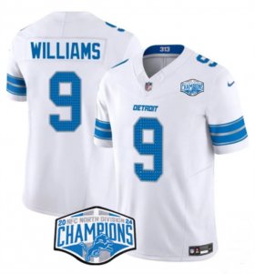 Cheap Men\'s Detroit Lions #9 Jameson Williams White 2024 NFC North Champions F.U.S.E. Vapor Limited Stitched Jersey