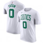 Cheap Men's Boston Celtics #0 Jayson Tatum White Name & Number T-Shirt