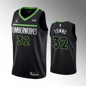 Wholesale Cheap Men\'s Minnesota Timberwolves #32 Karl-Anthony Towns Black Statement Edition Stitched Jersey