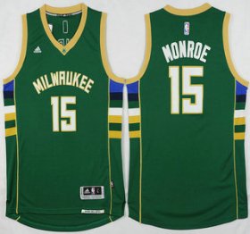 Wholesale Cheap Men\'s Milwaukee Bucks #15 Greg Monroe Revolution 30 Swingman 2015-16 Green Jersey