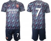 Wholesale Cheap Men 2021-2022 Club Arsenal away blue 7 Soccer Jersey