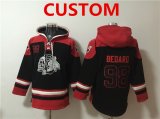 Wholesale Cheap Men's Chicago Blackhawks Custom Black Lace-Up Pullover Hoodie