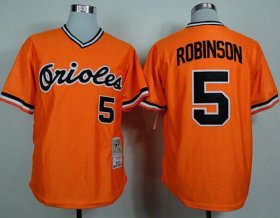 Wholesale Cheap Mitchell and Ness 1975 Orioles #5 Brooks Robinson Orange Throwback Stitched MLB Jersey