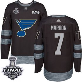 Wholesale Cheap Adidas Blues #7 Patrick Maroon Black 1917-2017 100th Anniversary 2019 Stanley Cup Final Stitched NHL Jersey