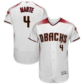 Wholesale Cheap Diamondbacks #4 Ketel Marte White/Crimson Flexbase Authentic Collection Stitched MLB Jersey