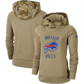 Wholesale Cheap Women\'s Buffalo Bills Nike Khaki 2019 Salute to Service Therma Pullover Hoodie