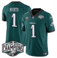 Cheap Men's Philadelphia Eagles #1 Jalen Hurts Green 2024 New NFC East Champions With 3-Star C Patch F.U.S.E. Vapor Untouchable Limited Stitched Football Jersey