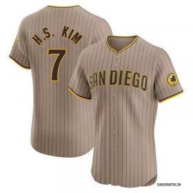 Men\'s San Diego Padres #7 Ha Seong Kim White Stitched MLB Cool Base Nike Brown Jersey