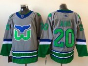 Wholesale Cheap Mens Nhl Hartford Whalers #20 Aho Gray 2021 Reverse Retro Alternate Adidas Jersey