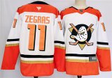 Cheap Men's Anaheim Ducks #11 Trevor Zegras White Orange 2024-25 Stitched Jersey