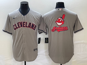 Wholesale Cheap Men\'s Cleveland Guardians Gray Team Big Logo Cool Base Stitched Jersey