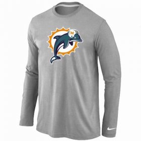 Wholesale Cheap Nike Miami Dolphins Logo Long Sleeve T-Shirt Grey