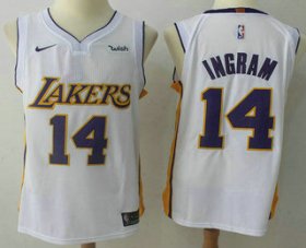 Wholesale Cheap Men\'s Los Angeles Lakers #14 Brandon Ingram New White 2017-2018 Nike Swingman Wish Stitched NBA Jersey