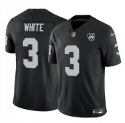 Cheap Men's Las Vegas Raiders #3 Zamir White Black 2024 F.U.S.E 65th Anniversary Patch Vapor Stitched Football Jersey