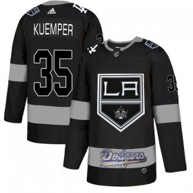 Wholesale Cheap Adidas Kings X Dodgers #35 Darcy Kuemper Black Authentic City Joint Name Stitched NHL Jersey