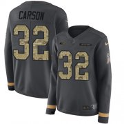 Wholesale Cheap Nike Seahawks #32 Chris Carson Anthracite Salute to Service Women's Stitched NFL Limited Therma Long Sleeve Jersey