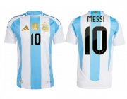 Cheap Men's Argentina #10 Lionel Messi White Home Soccer Jersey