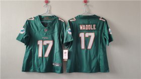 Cheap Women\'s Miami Dolphins #17 Jaylen Waddle Aqua F.U.S.E. Vapor Untouchable Football Stitched Jersey(Run Small)