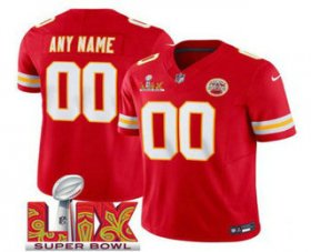 Men\'s Kansas City Chiefs Customized Red 2025 Super Bowl LIX FUSE Vapor Limited Jersey