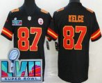 Cheap Men's Kansas City Chiefs #87 Travis Kelce Limited Black Super Bowl LVII Vapor Jersey