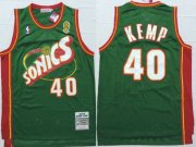 Wholesale Cheap Men's Seattle Supersonics #40 Shawn Kemp 1995-96 Green Hardwood Classics Soul Swingman Throwback Jersey